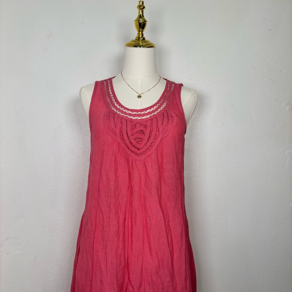 spense blouse top flowy crinkle‎ sleeveless coquette chic pink side slit NB26791